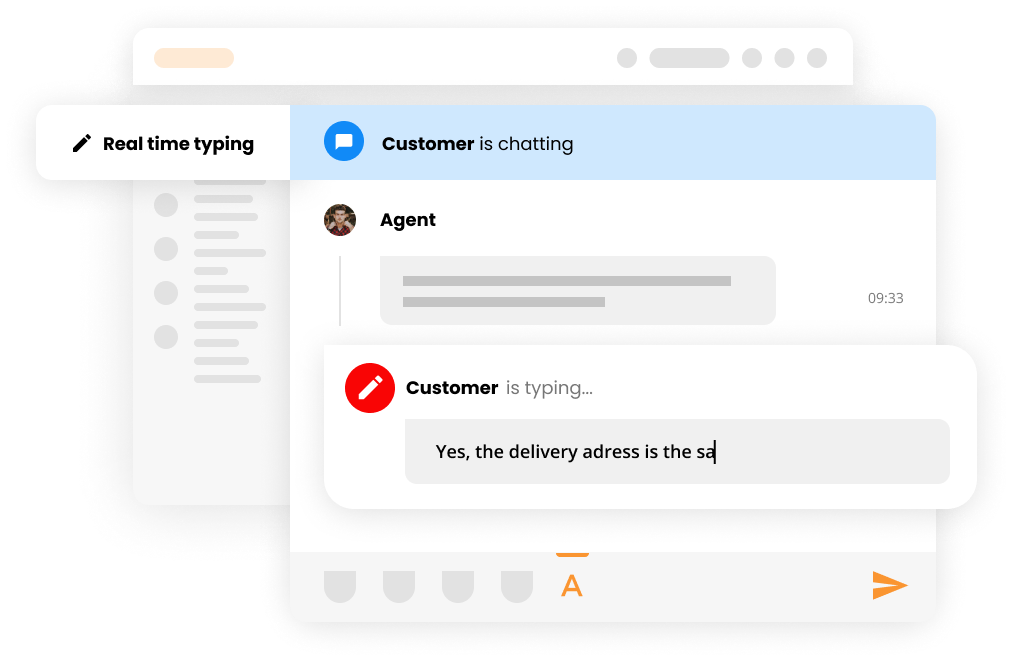 Recurso de digitação em tempo real no LiveAgent